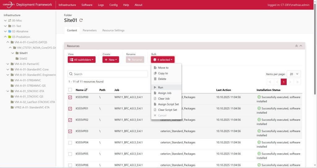 Screenshot der cDF Web Console - Content View